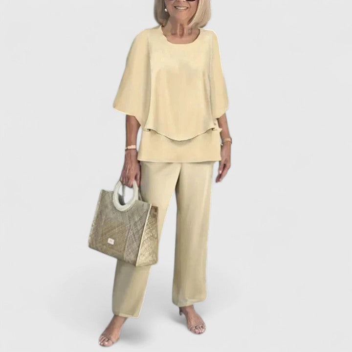 Anita Zweiteiler Layered-Bluse und Printerhose für Damen | Leichter fliessender Komfort - XS-3XL