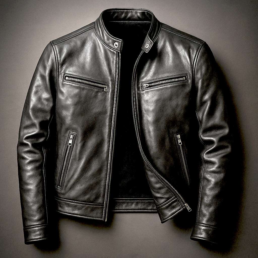 Werner Zigarrenbraun Vintage Leder-Optik Biker-Jacke für Herren | Casual Freizeit Vintage Stil - XS/S/M/L/XL/2XL/3XL