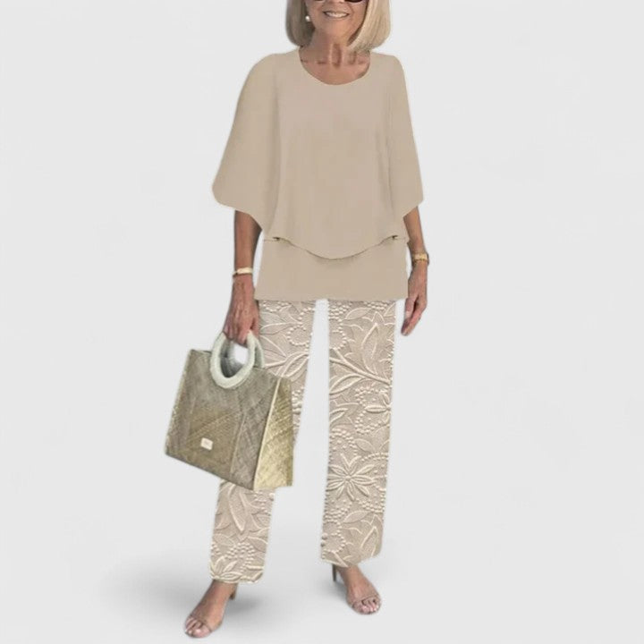 Anita Zweiteiler Layered-Bluse und Printerhose für Damen | Leichter fliessender Komfort - XS-3XL