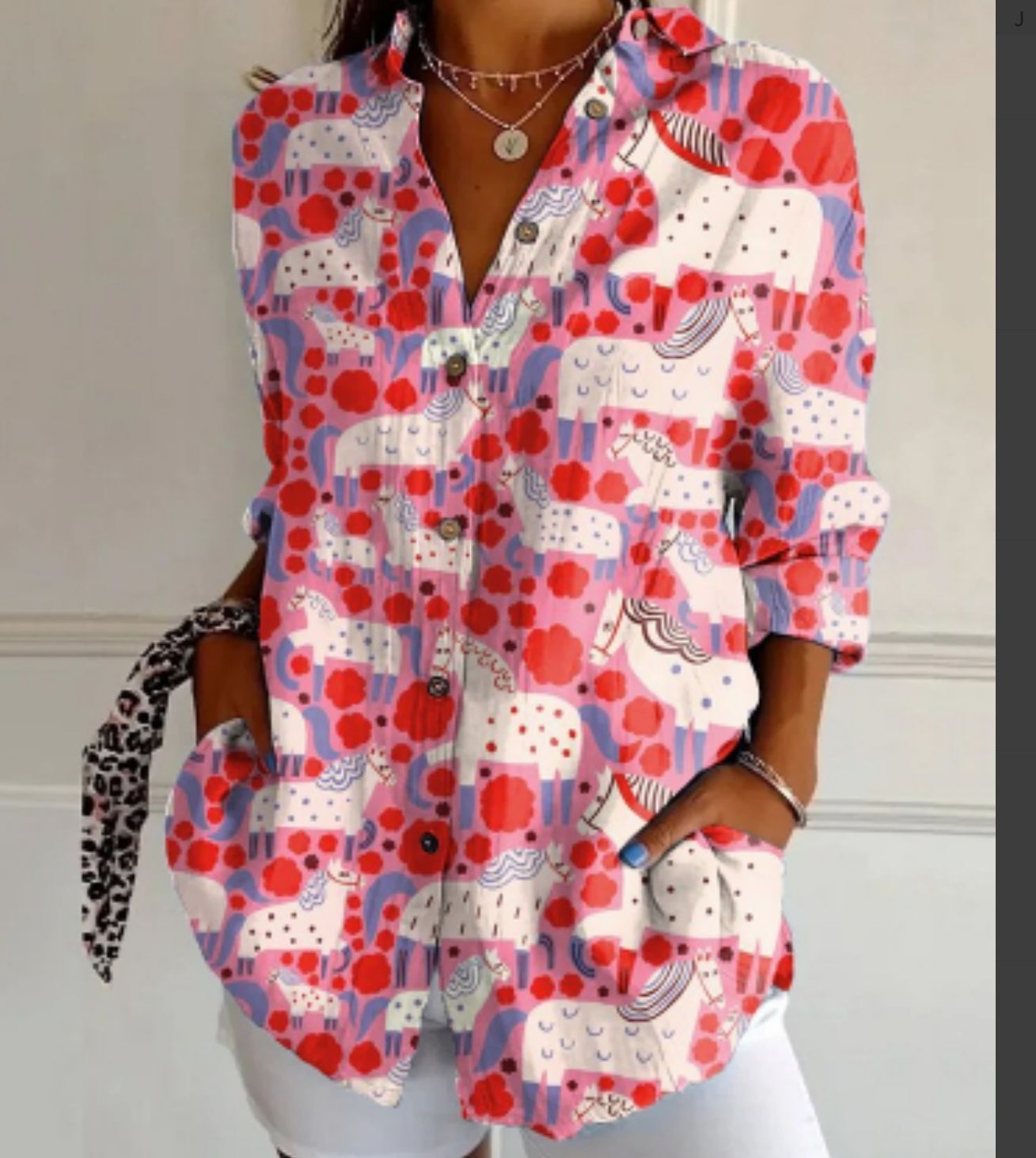 Blaire Damen Bluse | Printdesign mit Knopfleiste, 100% Baumwolle- S-5XL