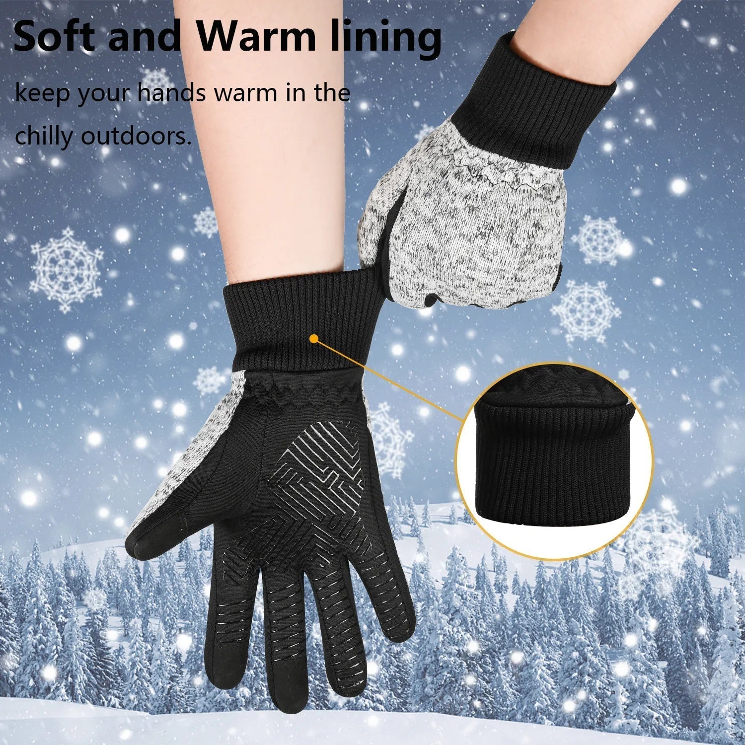 Werner Hellgrau Isolierte Touchscreen Winterhandschuhe für Herren | 3M Thinsulate Rutschfest Radfahren - S/M/L/XL/2XL