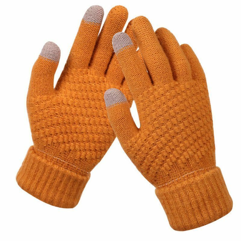 Hildegard Schwarz Gestrickte Touchscreen-Handschuhe für Damen | Warm Winter Strick - Einheitsgrösse