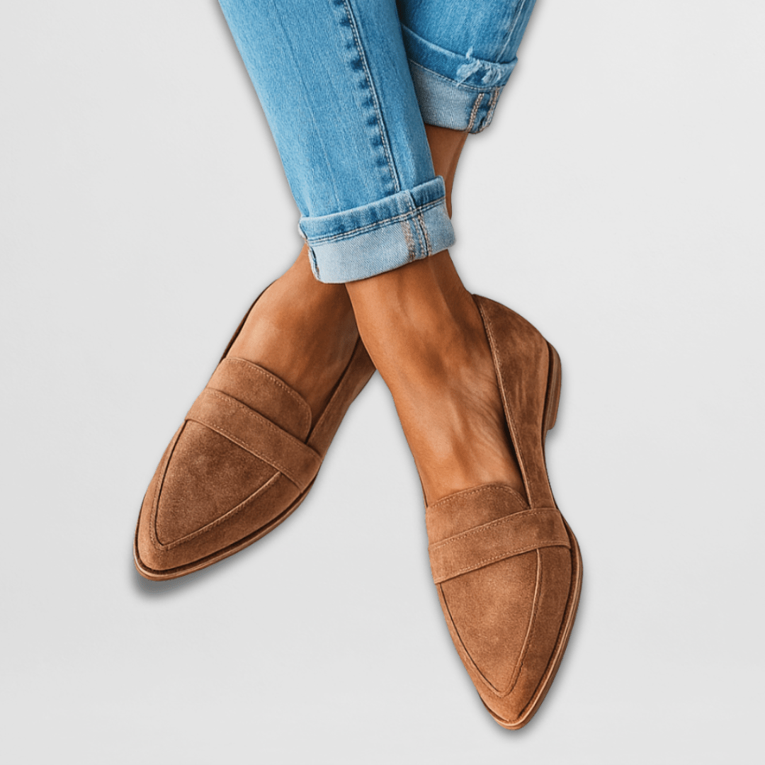 Regula Khaki Orthopädische Wildleder-Loafer für Damen | Weicher Komfort | Alltag und Büro | Spitzer Zehenbereich - Gr. 4-11