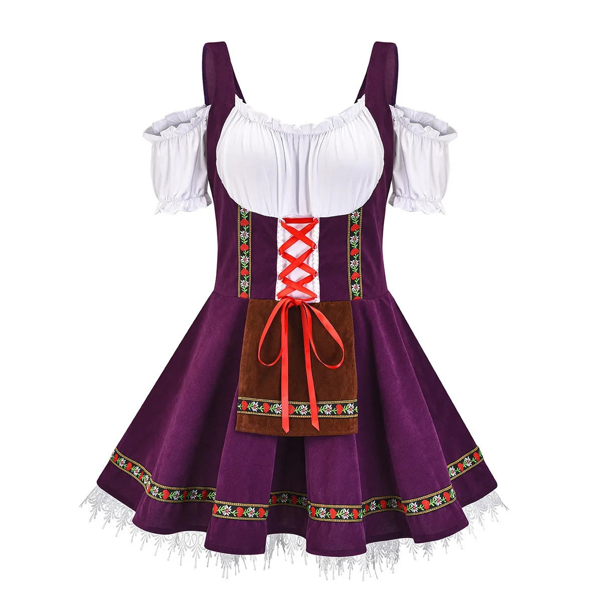 Klara Hellblau Trachten-Dirndl mit Schürze für Damen | Oktoberfest Festkleid mit Schnürung - S/M/L/XL/2XL/3XL