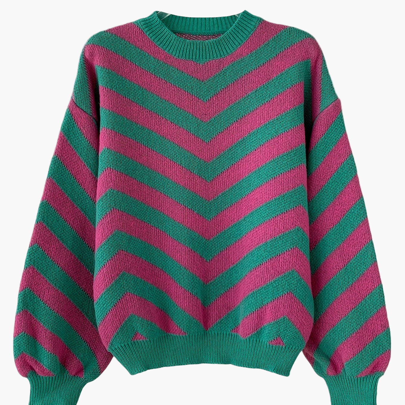 Eva Orangerot Oversized Zickzack-Strickpullover für Damen | Casual Herbst und Winter - S/M/L/XL