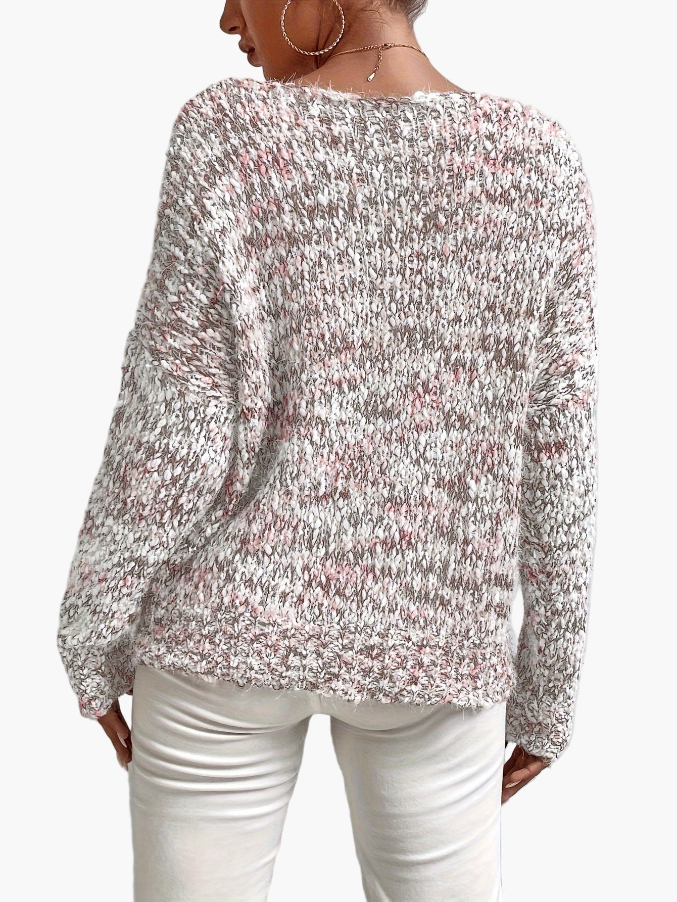 Karin Rot Schulterfreier Grobstrick-Pullover für Damen | Lockerer Casual Stil Winter - XS/S/M/L