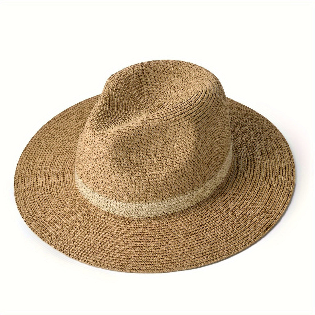 Vreni Khaki Breiter Krempe Stroh Sonnenhut Unisex | Sommer Strand Urlaub Casual - M/L