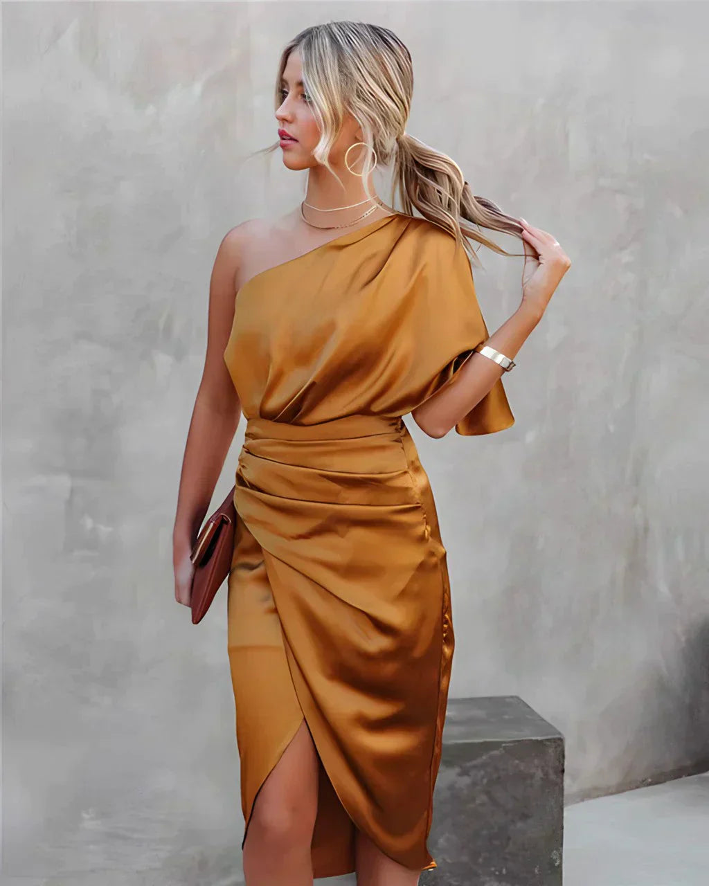 Alba Damen Midi-Kleid | Asymmetrisches Design, Polyester 0