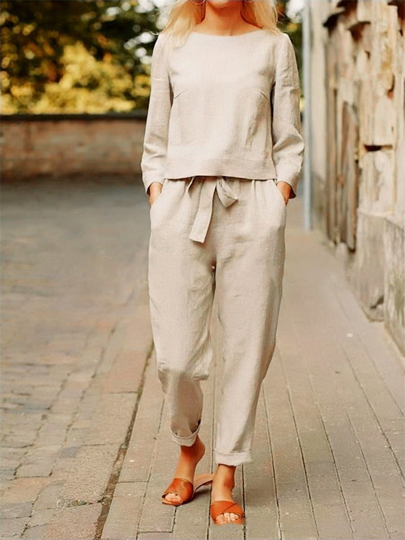 Alina Damen Leinen-Set | Atmungsaktives Polyester, Vielseitig 0