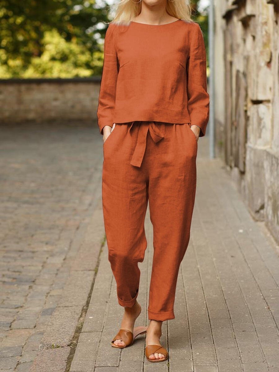 Alina Damen Leinen-Set | Atmungsaktives Polyester, Vielseitig 0