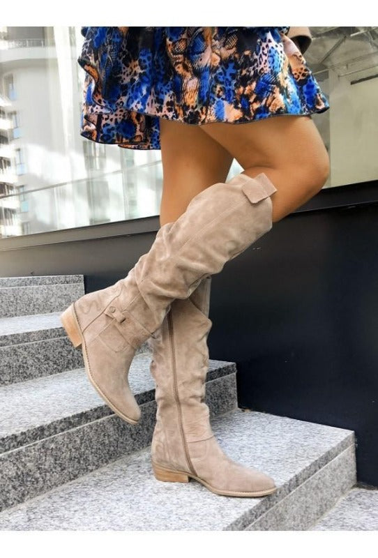 Dorothea Braun Slouchy Kniehohe Stiefel für Damen | Flacher Absatz Boho Stil - EU 34-43