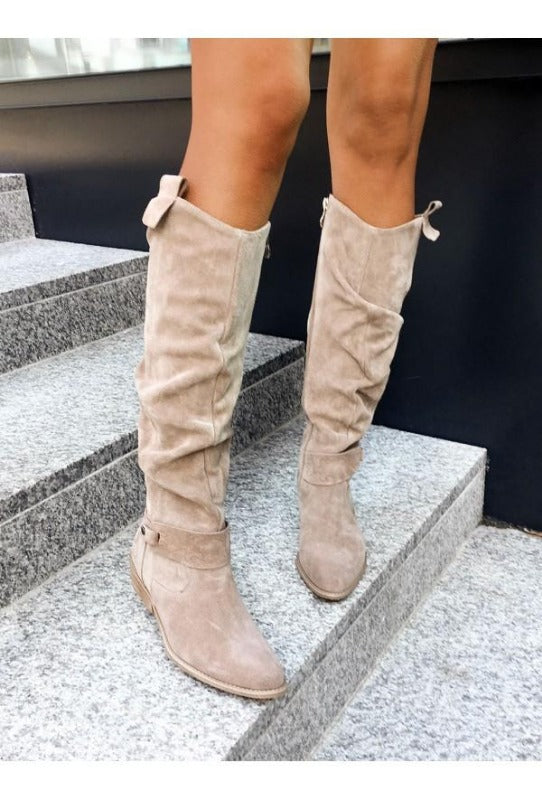 Dorothea Braun Slouchy Kniehohe Stiefel für Damen | Flacher Absatz Boho Stil - EU 34-43