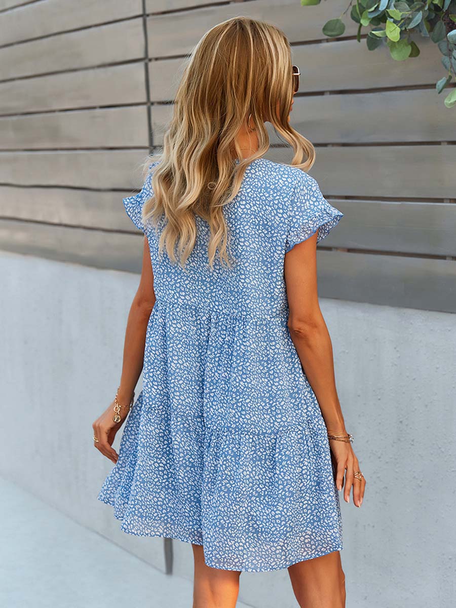 Ava Damen A-Linien-Kleid | V-Ausschnitt, Blumenmuster 7