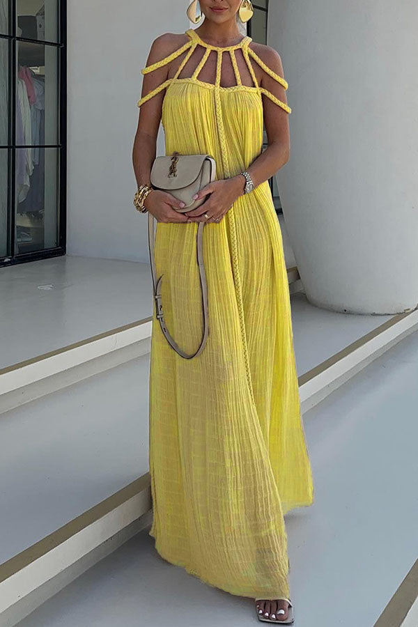 Ava Damen Maxikleid | Leinenmischung mit Drapierungen 2