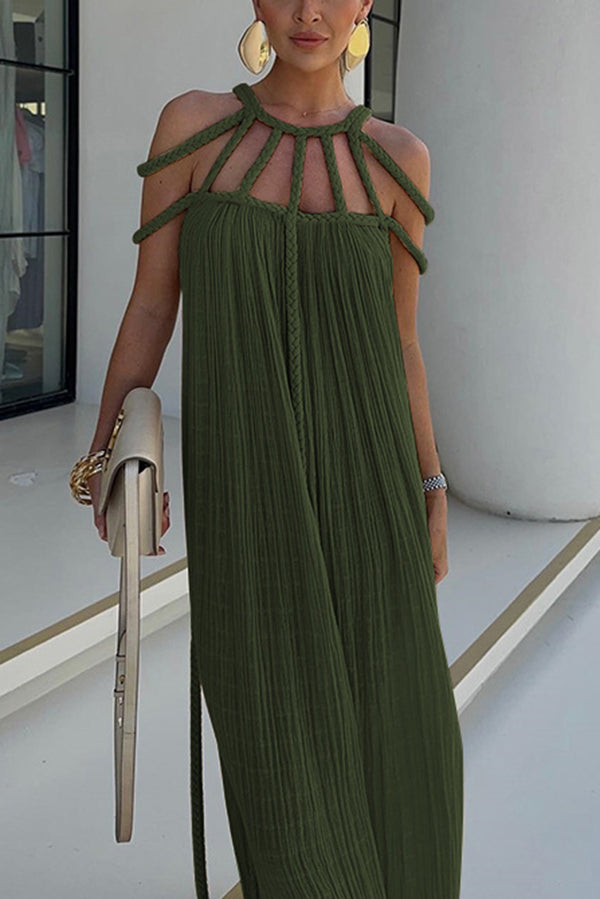 Ava Damen Maxikleid | Leinenmischung mit Drapierungen 6