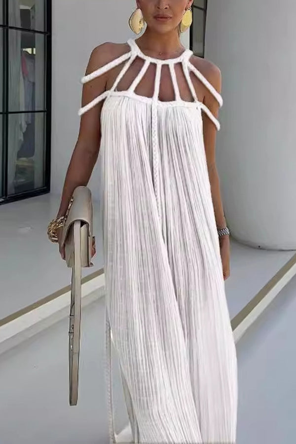 Ava Damen Maxikleid | Leinenmischung mit Drapierungen 7