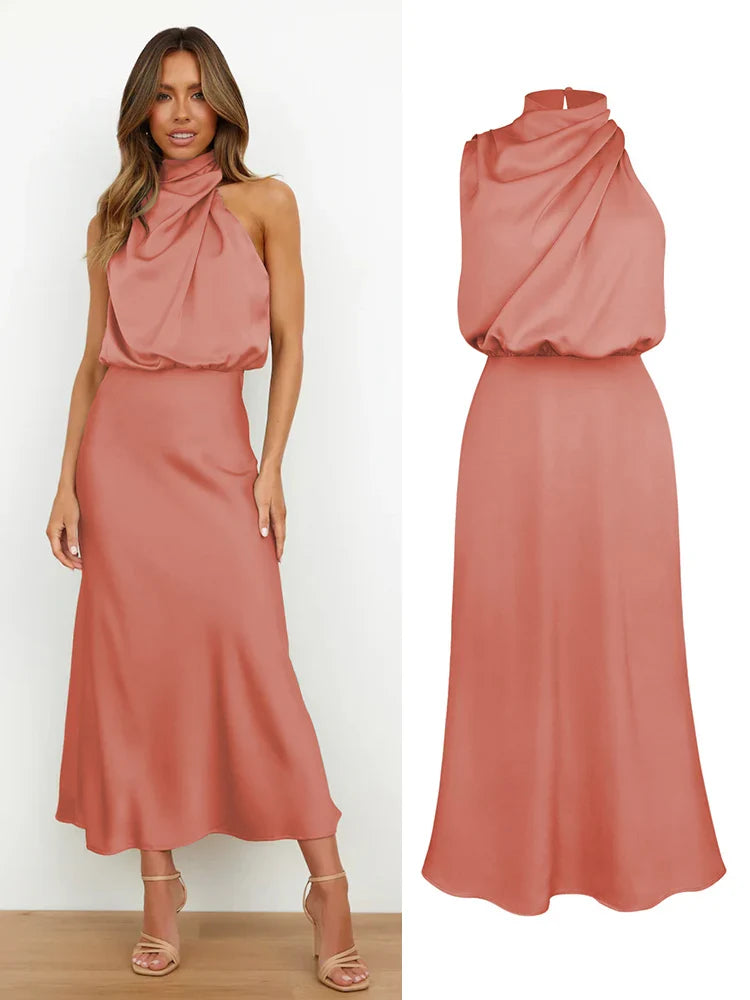 Ava Damen Midi Kleid | Asymmetrischer Ausschnitt, Tailliert 10