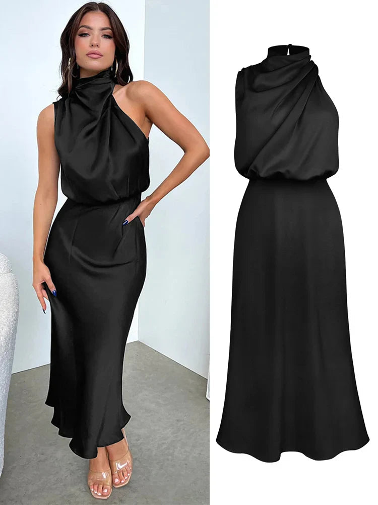 Ava Damen Midi Kleid | Asymmetrischer Ausschnitt, Tailliert 13