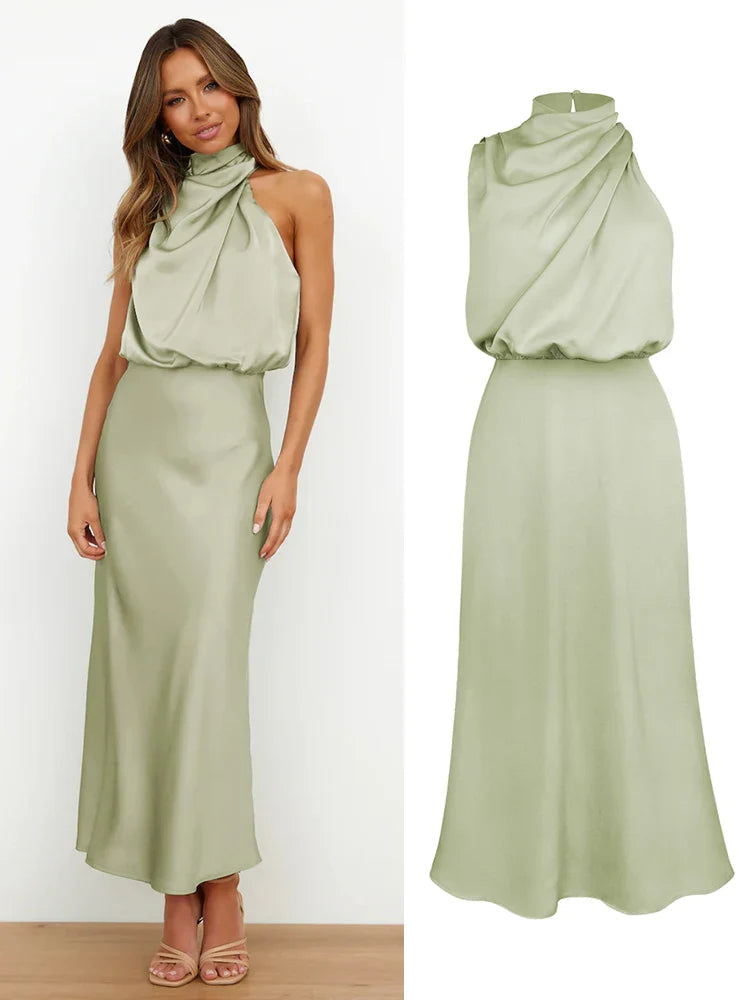 Ava Damen Midi Kleid | Asymmetrischer Ausschnitt, Tailliert 5