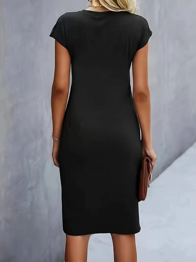 Ava Damen Midi Kleid | Tailliertes Etuikleid mit Raffungen 0
