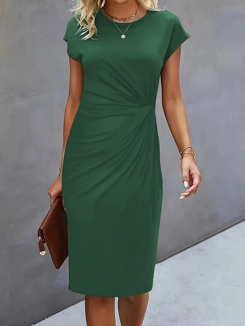 Ava Damen Midi Kleid | Tailliertes Etuikleid mit Raffungen 10