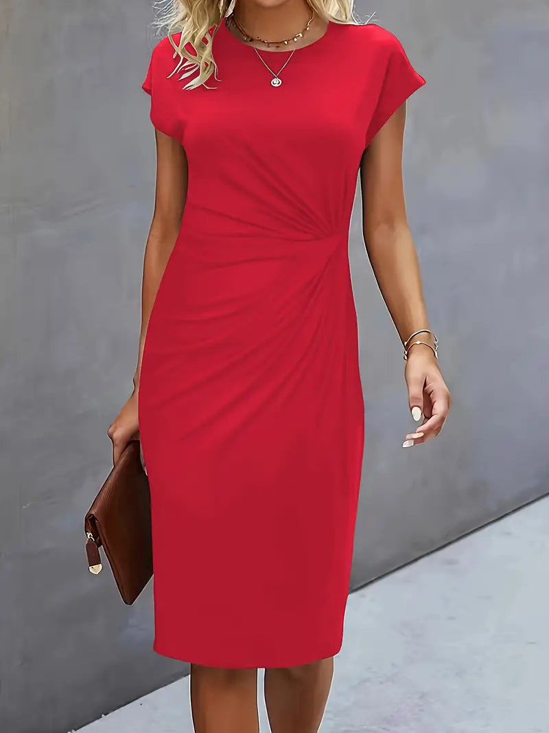 Ava Damen Midi Kleid | Tailliertes Etuikleid mit Raffungen 2