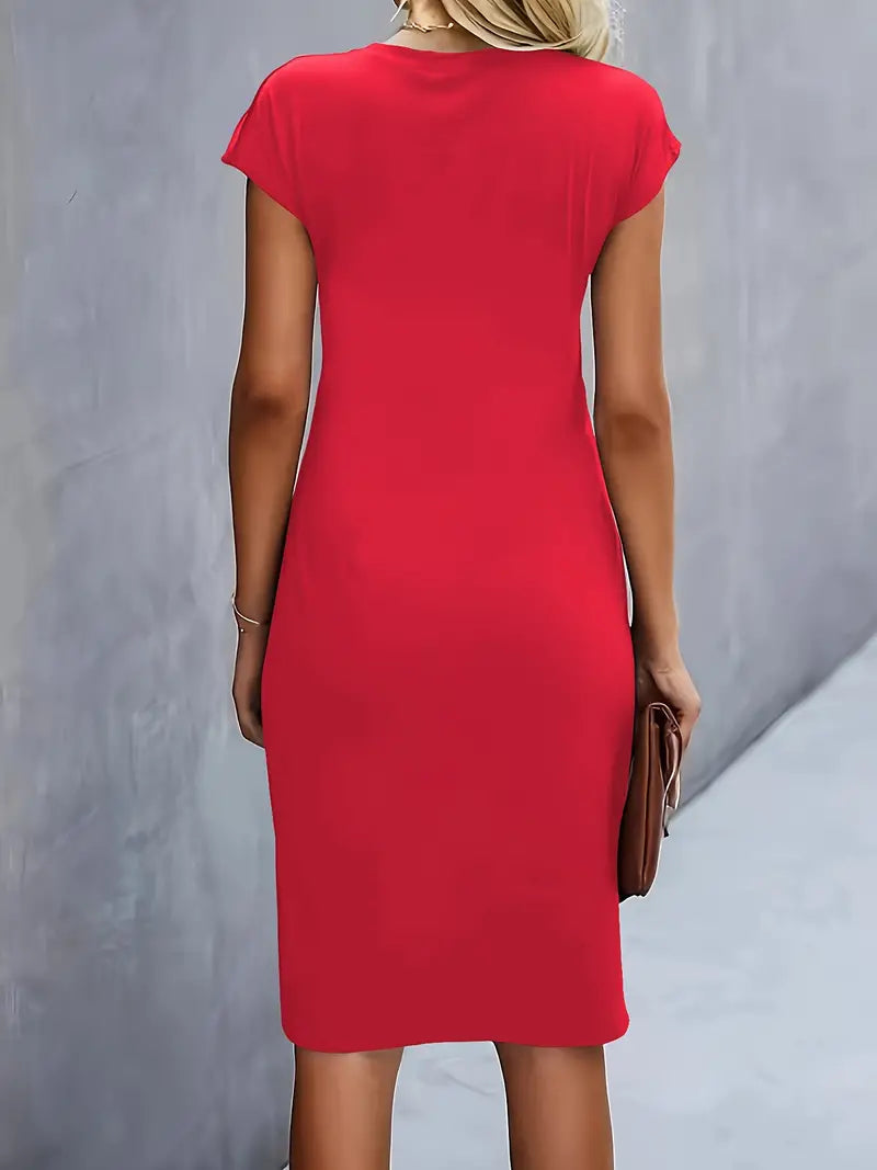 Ava Damen Midi Kleid | Tailliertes Etuikleid mit Raffungen 3
