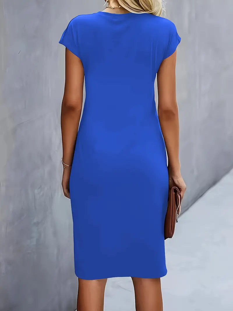 Ava Damen Midi Kleid | Tailliertes Etuikleid mit Raffungen 5