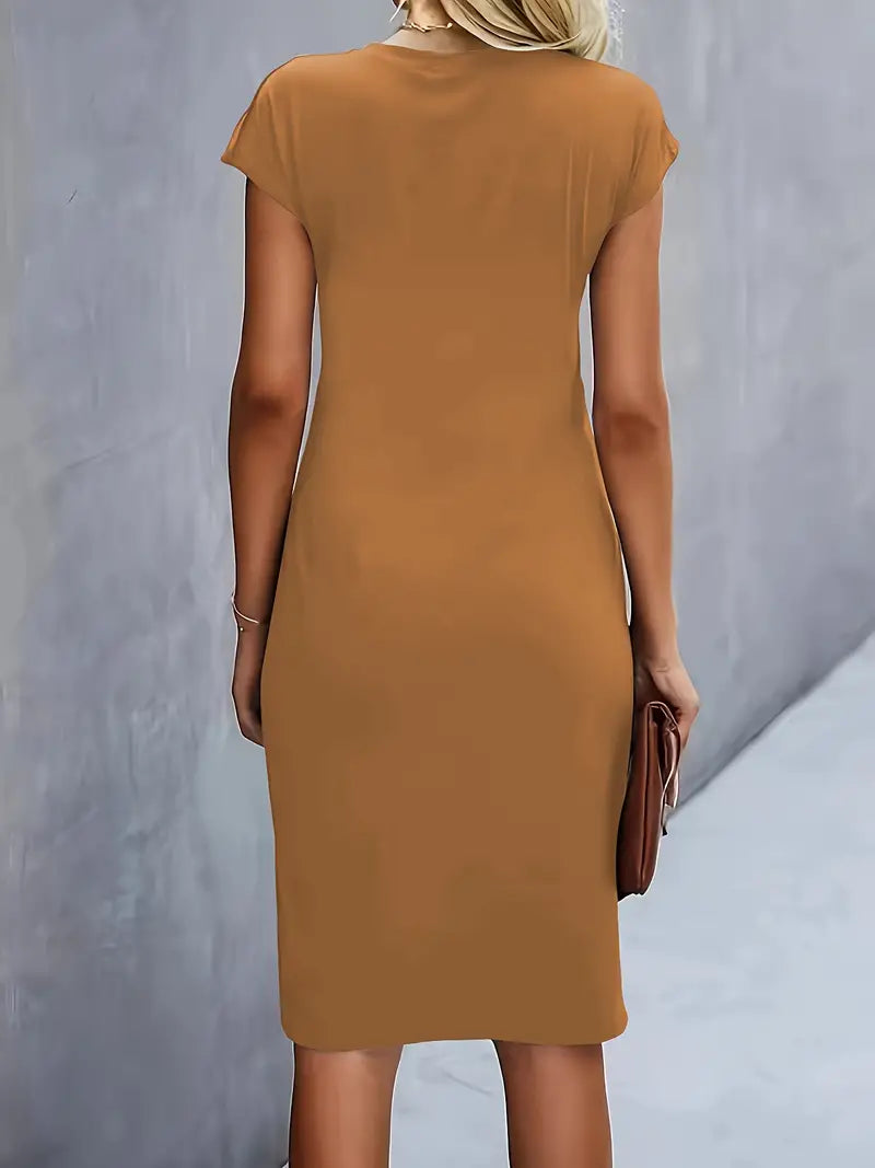 Ava Damen Midi Kleid | Tailliertes Etuikleid mit Raffungen 7
