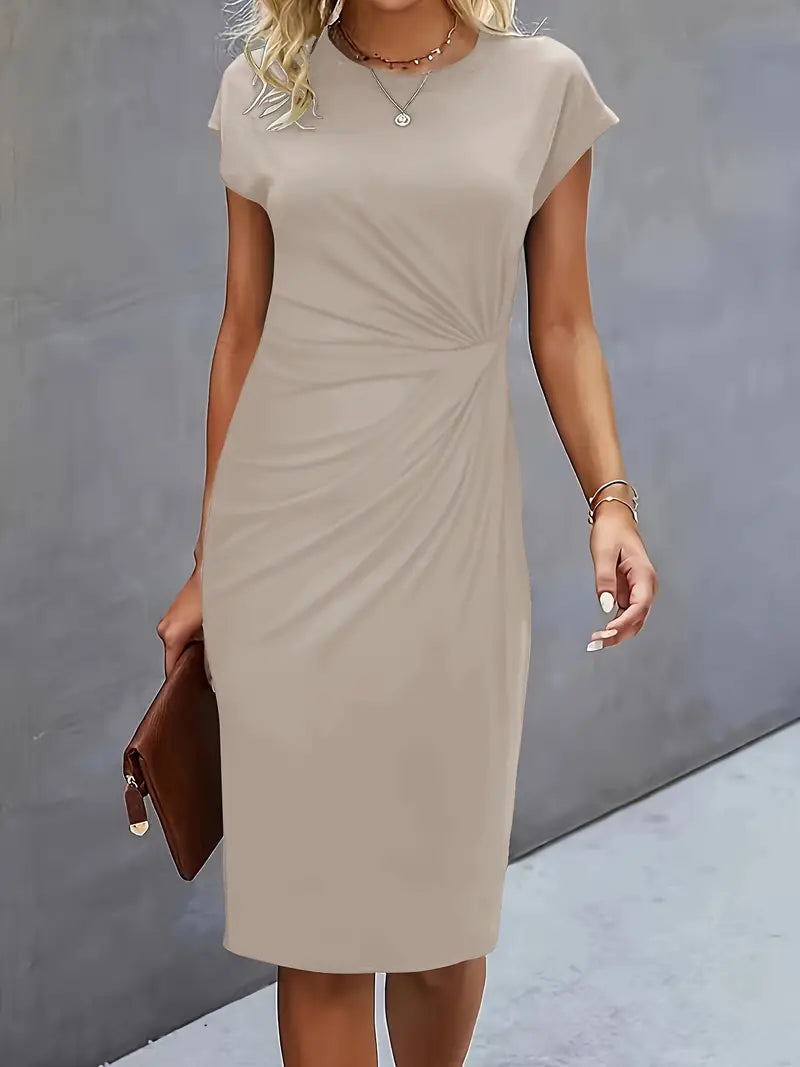 Ava Damen Midi Kleid | Tailliertes Etuikleid mit Raffungen 8