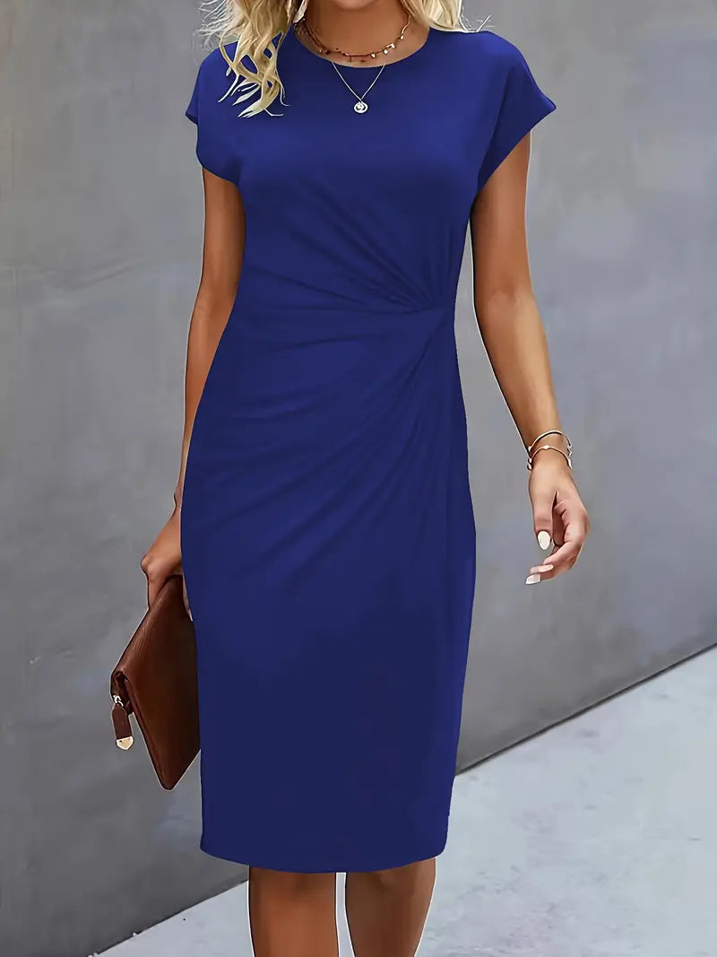 Ava Damen Midi Kleid | Tailliertes Etuikleid mit Raffungen 9