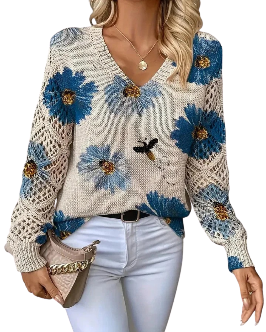 Ava Damen Pullover | Atmungsaktives Blumenmuster 0
