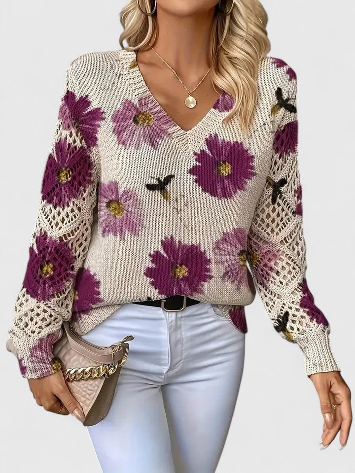 Ava Damen Pullover | Atmungsaktives Blumenmuster 2