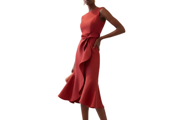 Ayla Damen Midikleid | Asymmetrisches Taillendetail, Ausgestellter Saum 0