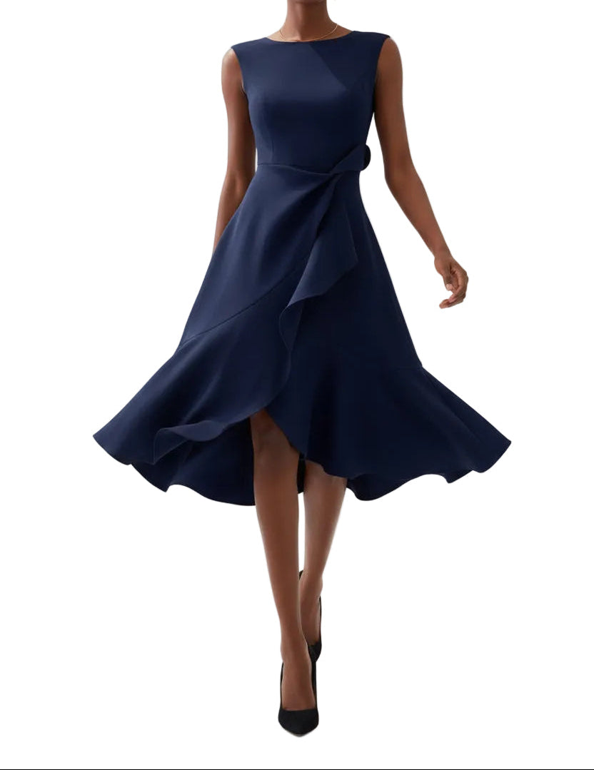 Ayla Damen Midikleid | Asymmetrisches Taillendetail, Ausgestellter Saum 0