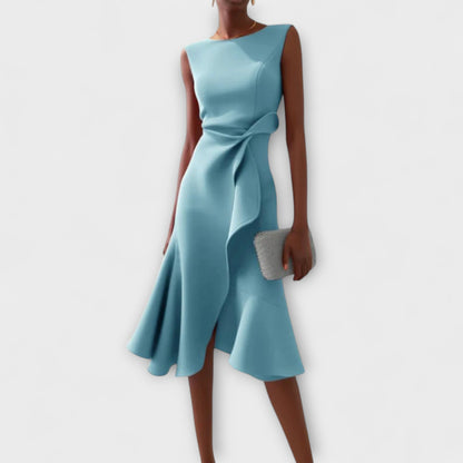 Ayla Damen Midikleid | Asymmetrisches Taillendetail, Ausgestellter Saum 5