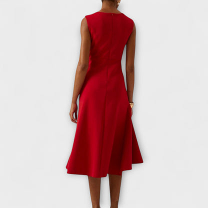 Ayla Damen Midikleid | Asymmetrisches Taillendetail, Ausgestellter Saum 6