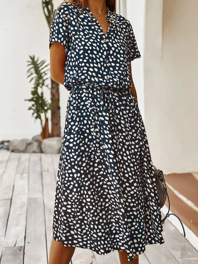 Bela Damen Midi Kleid | Lockere Silhouette mit Taillengürtel 2