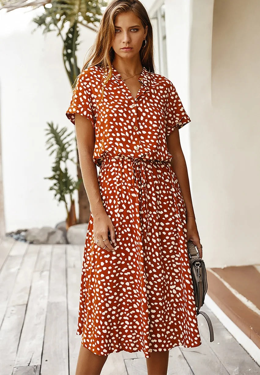 Bela Damen Midi Kleid | Lockere Silhouette mit Taillengürtel 3