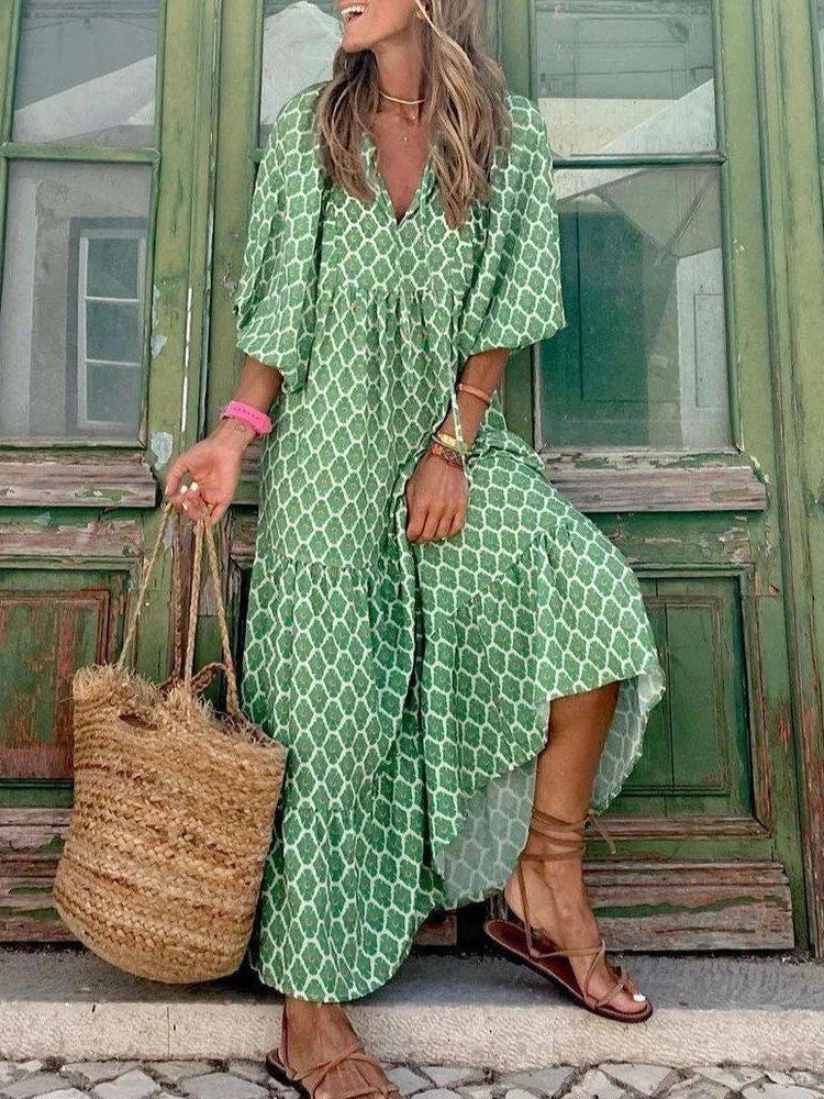 Bella Damen Boho Kleid | Leichtes Sommerdesign, Kurzarm 0