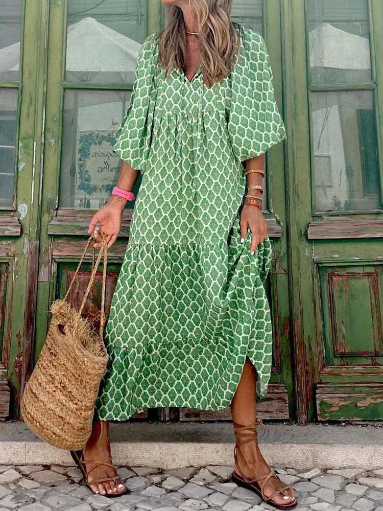 Bella Damen Boho Kleid | Leichtes Sommerdesign, Kurzarm 1