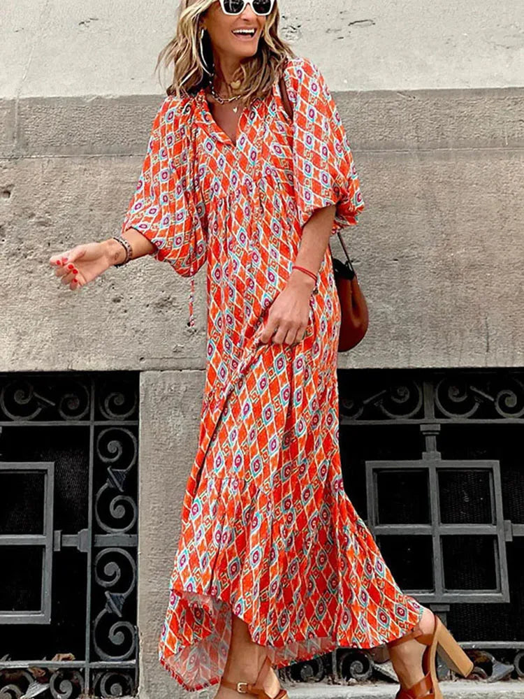 Bella Damen Boho Kleid | Leichtes Sommerdesign, Kurzarm 4
