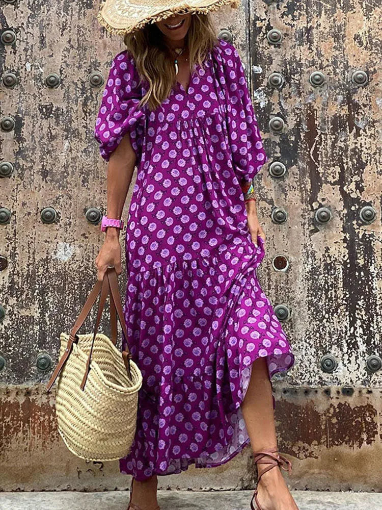 Bella Damen Boho Kleid | Leichtes Sommerdesign, Kurzarm 5