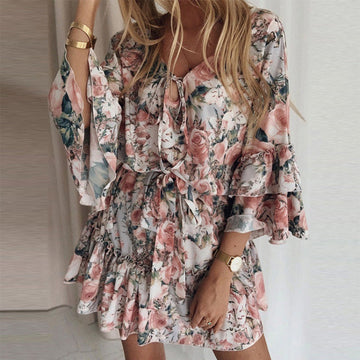 Bella Damen Jumpsuit | Atmungsaktives Material, Boho Style mit Blumenprint 0