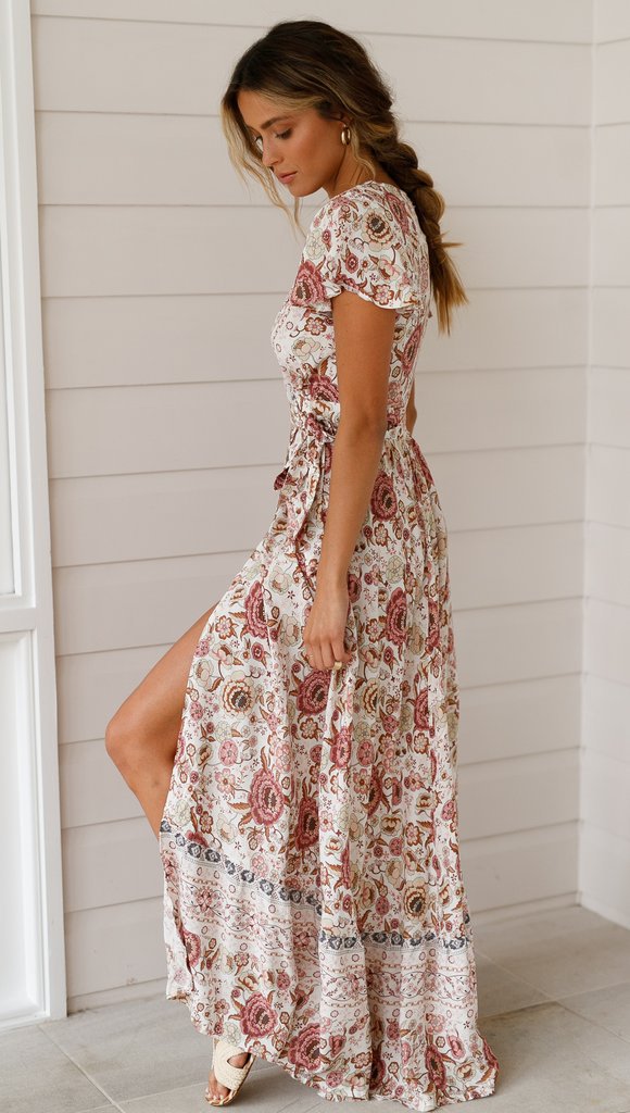 Bella Damen Maxi Kleid | Bohemian Stil mit Blumenmuster 3