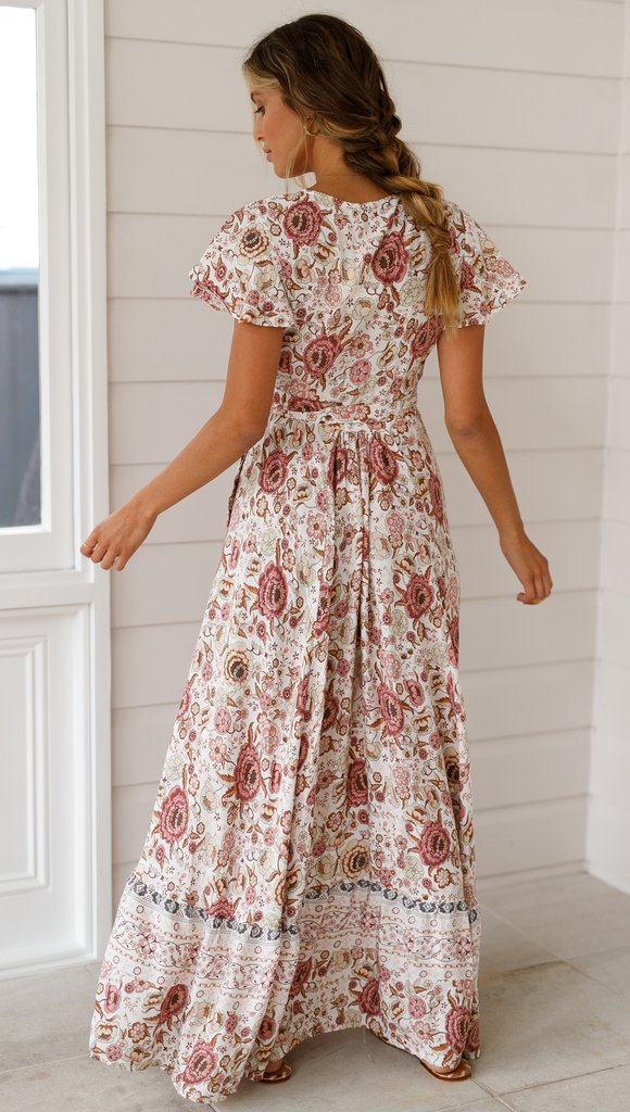 Bella Damen Maxi Kleid | Bohemian Stil mit Blumenmuster 4