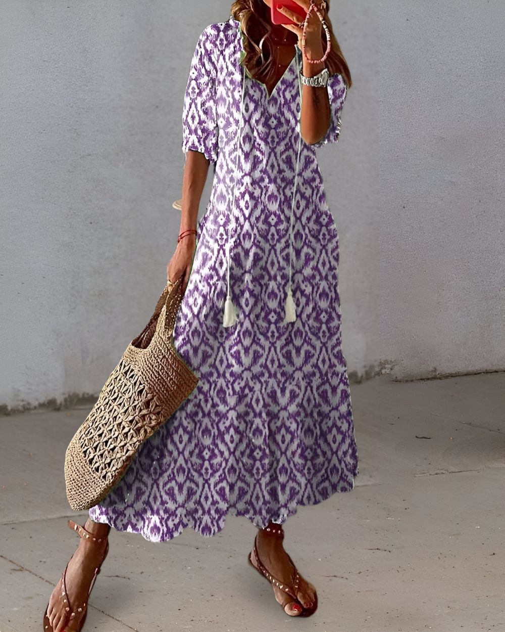 Bella Damen Maxi Kleid | V-Ausschnitt, Boho Stil 2
