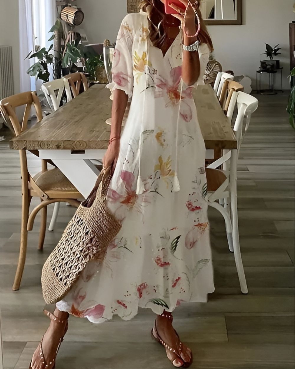 Bella Damen Maxi Kleid | V-Ausschnitt, Boho Stil 5