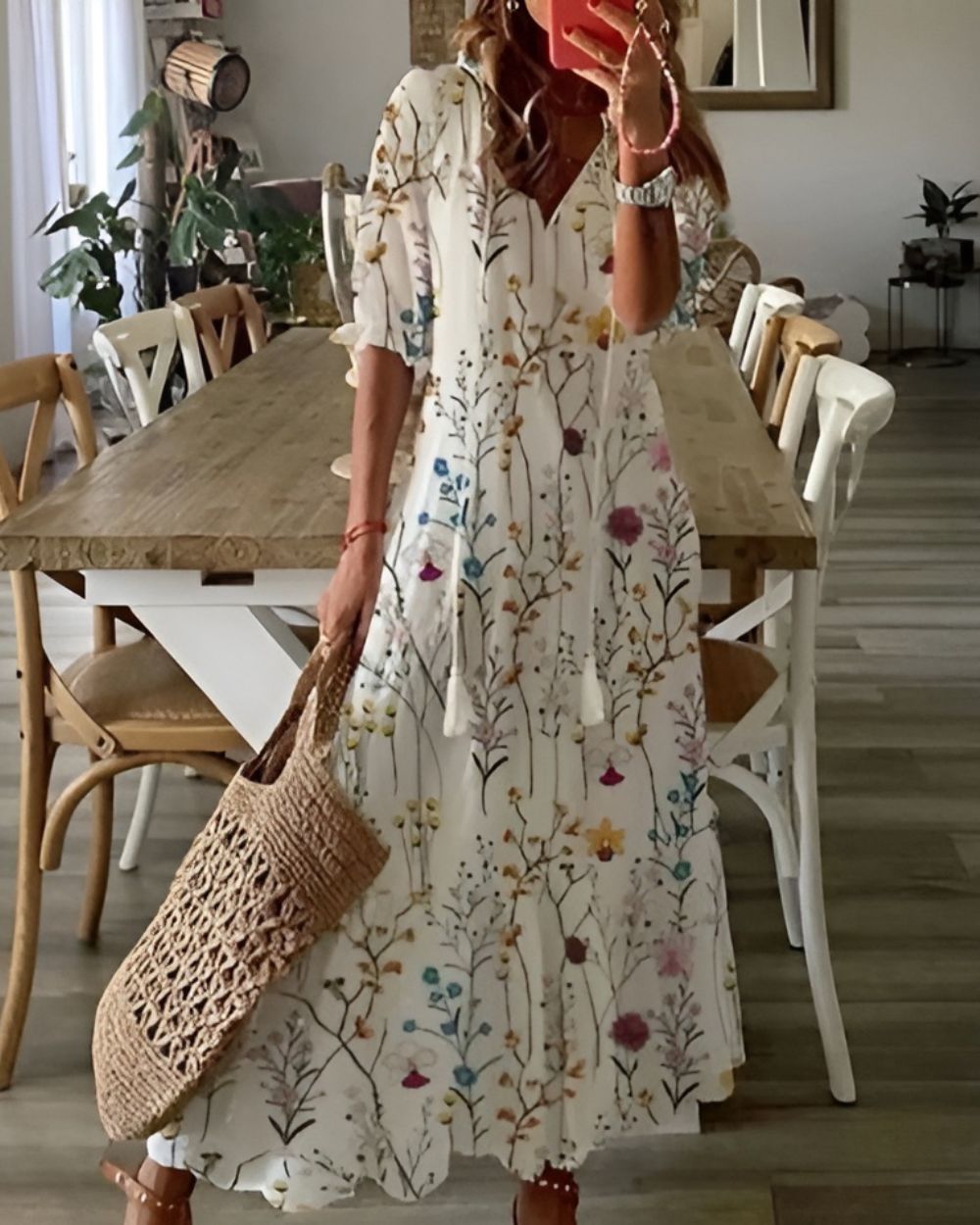 Bella Damen Maxi Kleid | V-Ausschnitt, Boho Stil 6