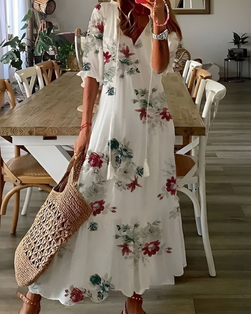 Bella Damen Maxi Kleid | V-Ausschnitt, Boho Stil 7